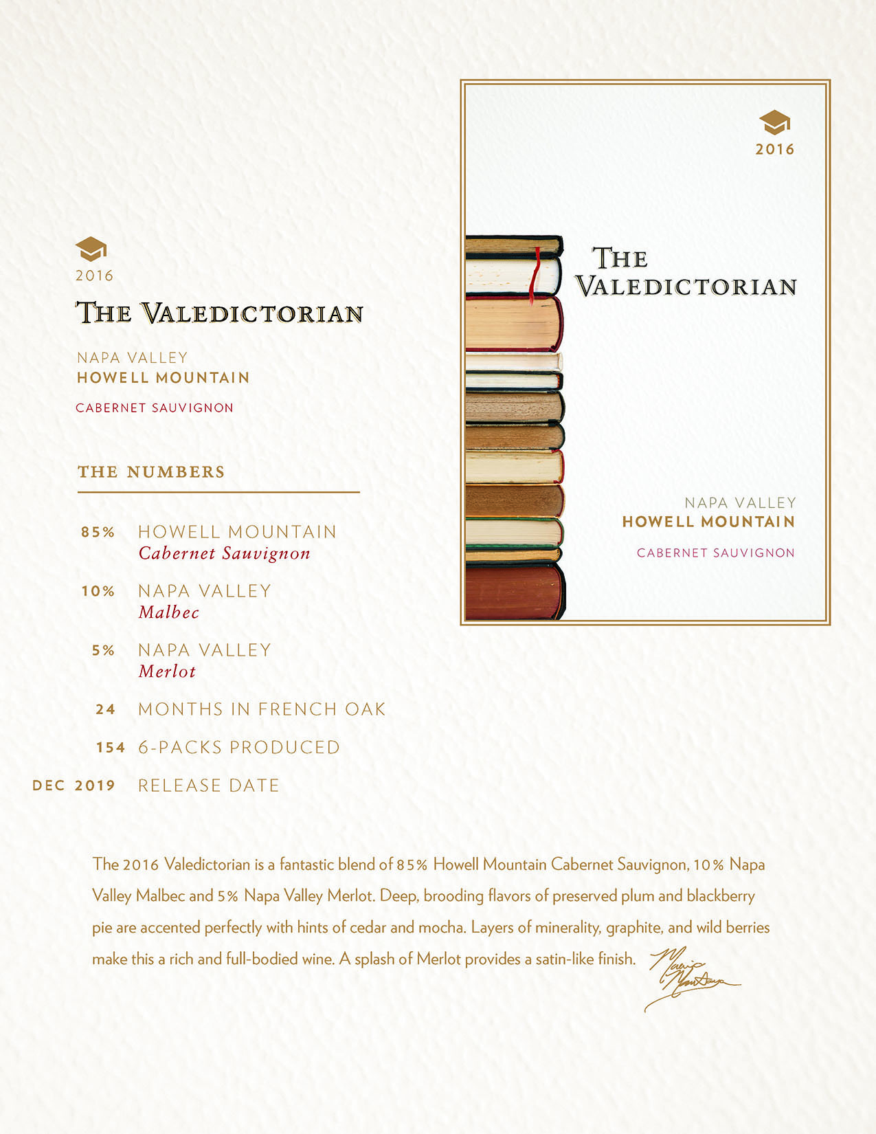 2016 Valedictorian Cabernet Sauvignon Tech Sheet