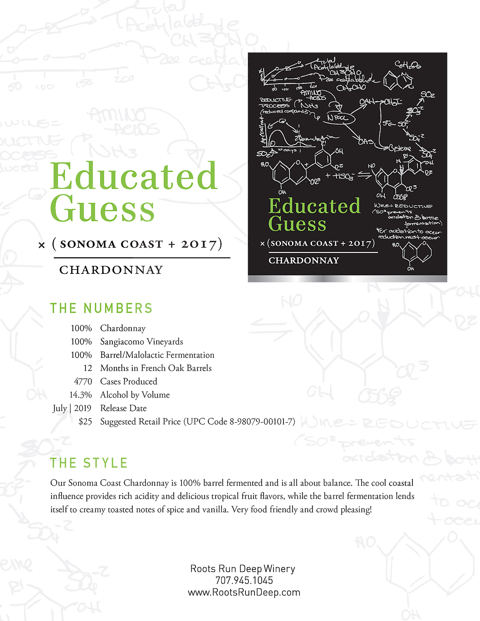 2017 Educated Guess Chardonnay Sonoma Coast Tech Sheet