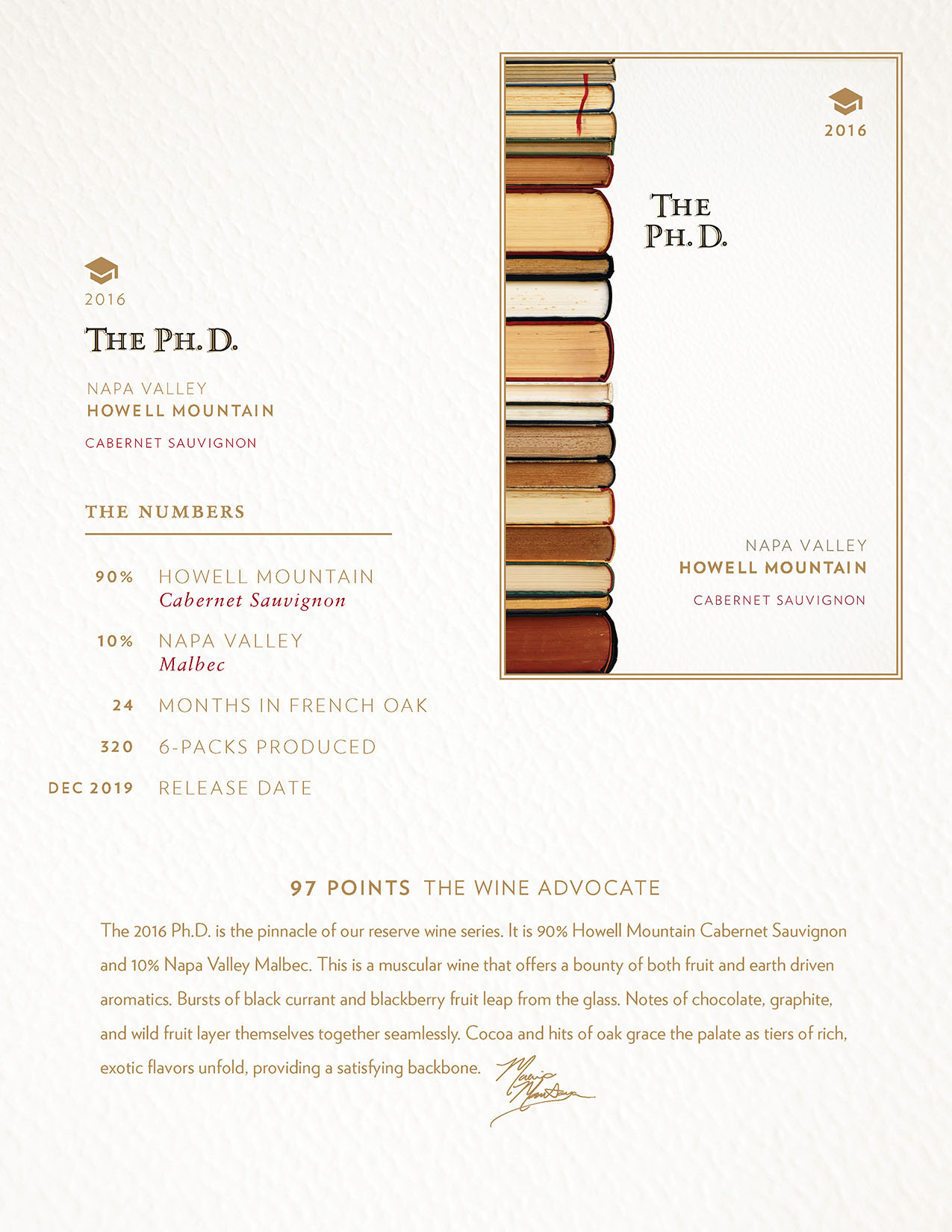 2016 PHD. Cabernet Sauvignon Tech Sheet